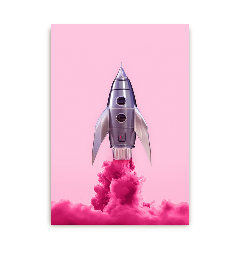 Pink Rocket Postcard - Lagom Design