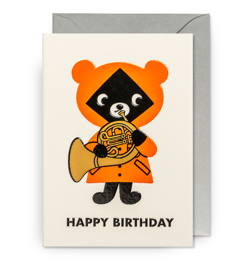 Musical Bear Happy Birthday Card