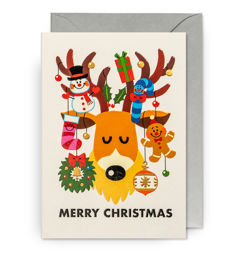 Decorated Reindeer Merry Christmas Card