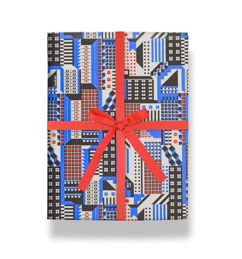 Cityscape Geometric Gift Wrap