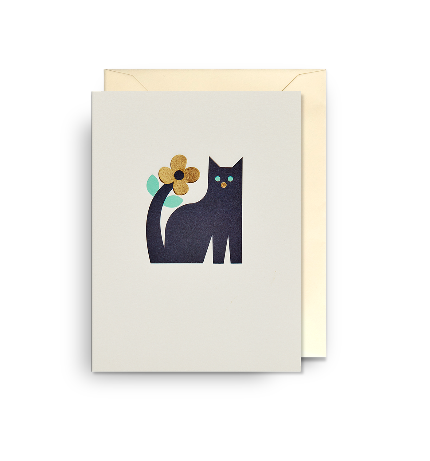 Cat Mini Card Floral Black Cat Graphic Mini Card