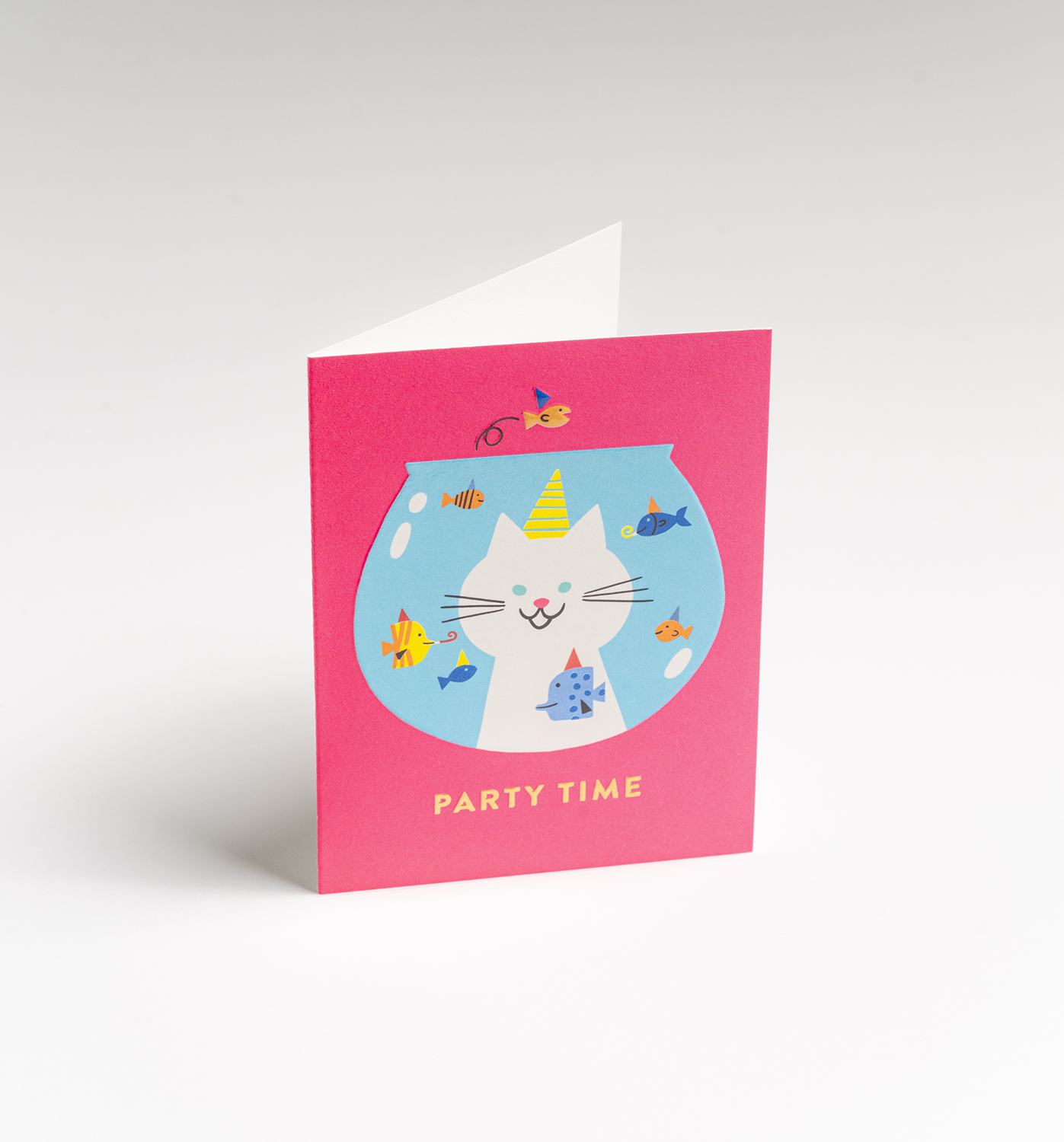 Cat Mini Card Party Time Fishbowl Cat Mini Card