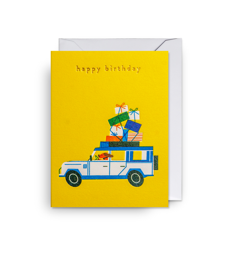 Cruising Dog Happy Birthday Mini Card