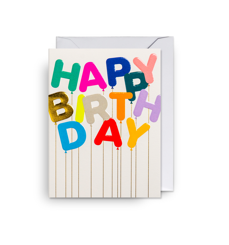 Happy Birthday Party Balloons Mini Card