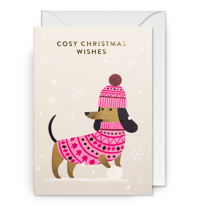 Cosy Dachshund Christmas Card
