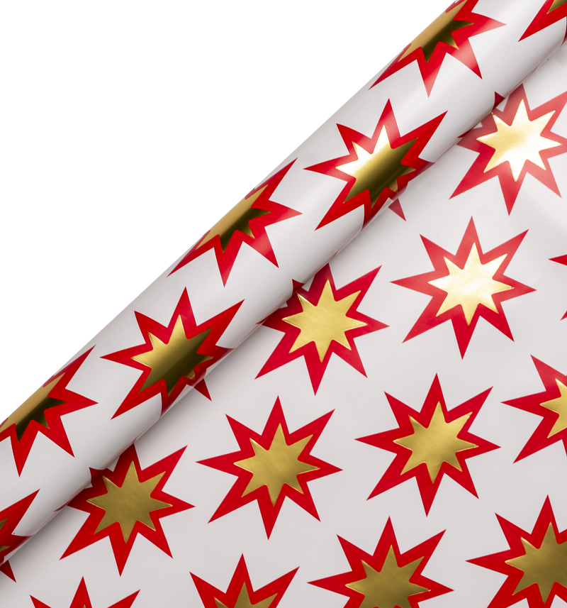 Star Graphic Foiled Roll Wrap, 3 Metres