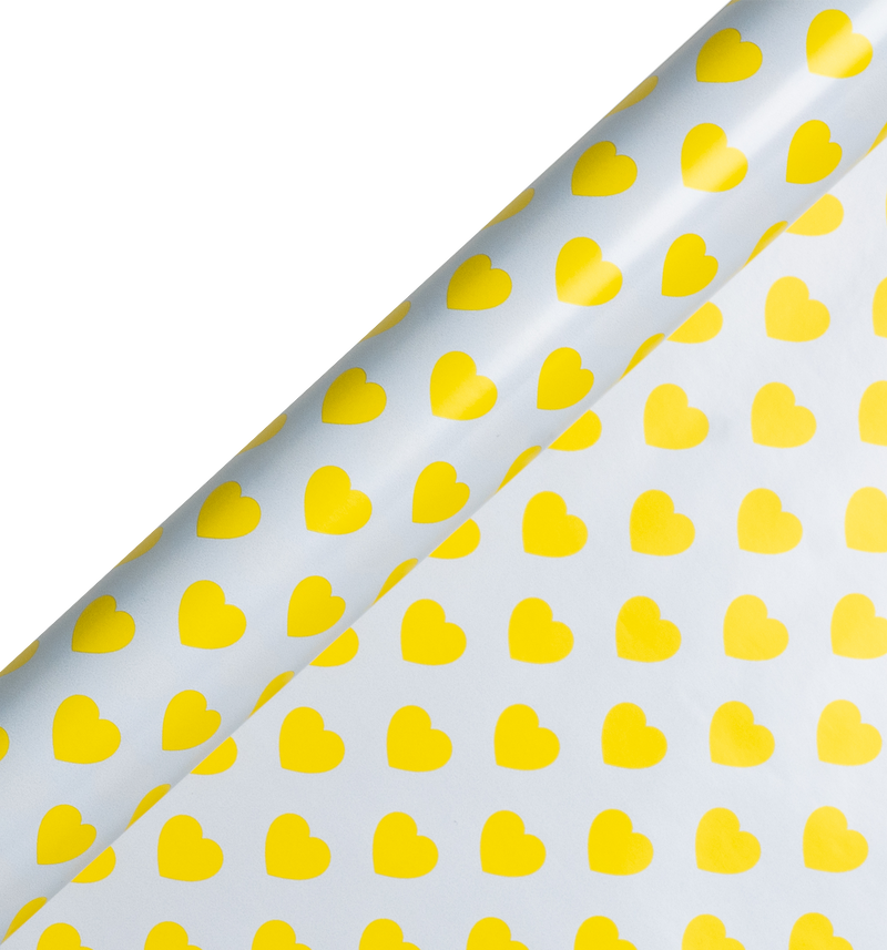 Suki Yellow Hearts Roll Wrap, 3 Metres