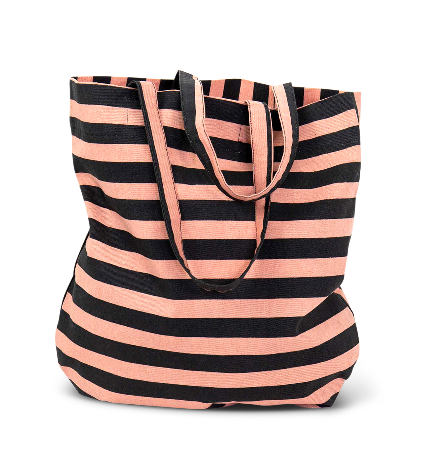 RANDA Striped Cotton Tote Bag, Black Pink - Main Image